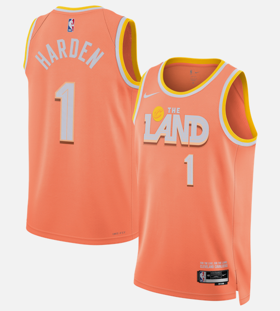 Men's Cleveland Cavaliers #1 James Harden Orange 2025/26 City Edition Stitched Basketball Jersey
